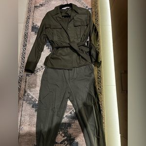 ZARA two piece Jacket and Pant Set Military Green XS